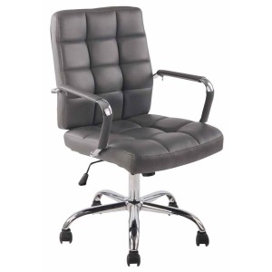 Silla de oficina DELAN, grueso acolchado, en piel color negro
