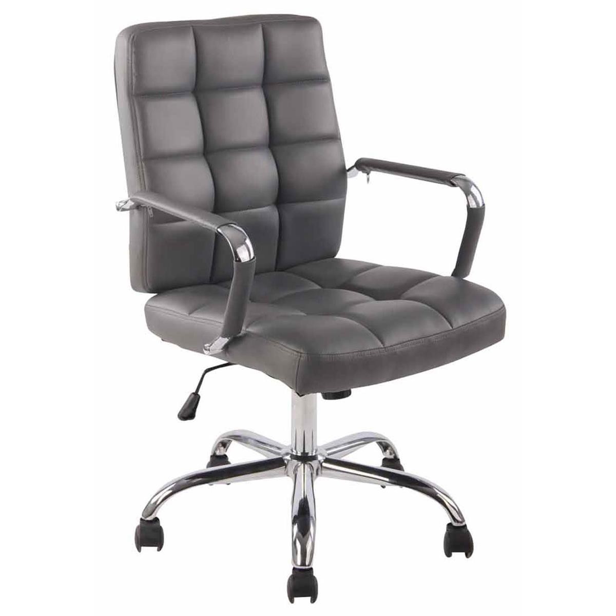 Silla de Oficina DELAN, Grueso Acolchado, Base Metálica, Tapizada en Piel color Negro