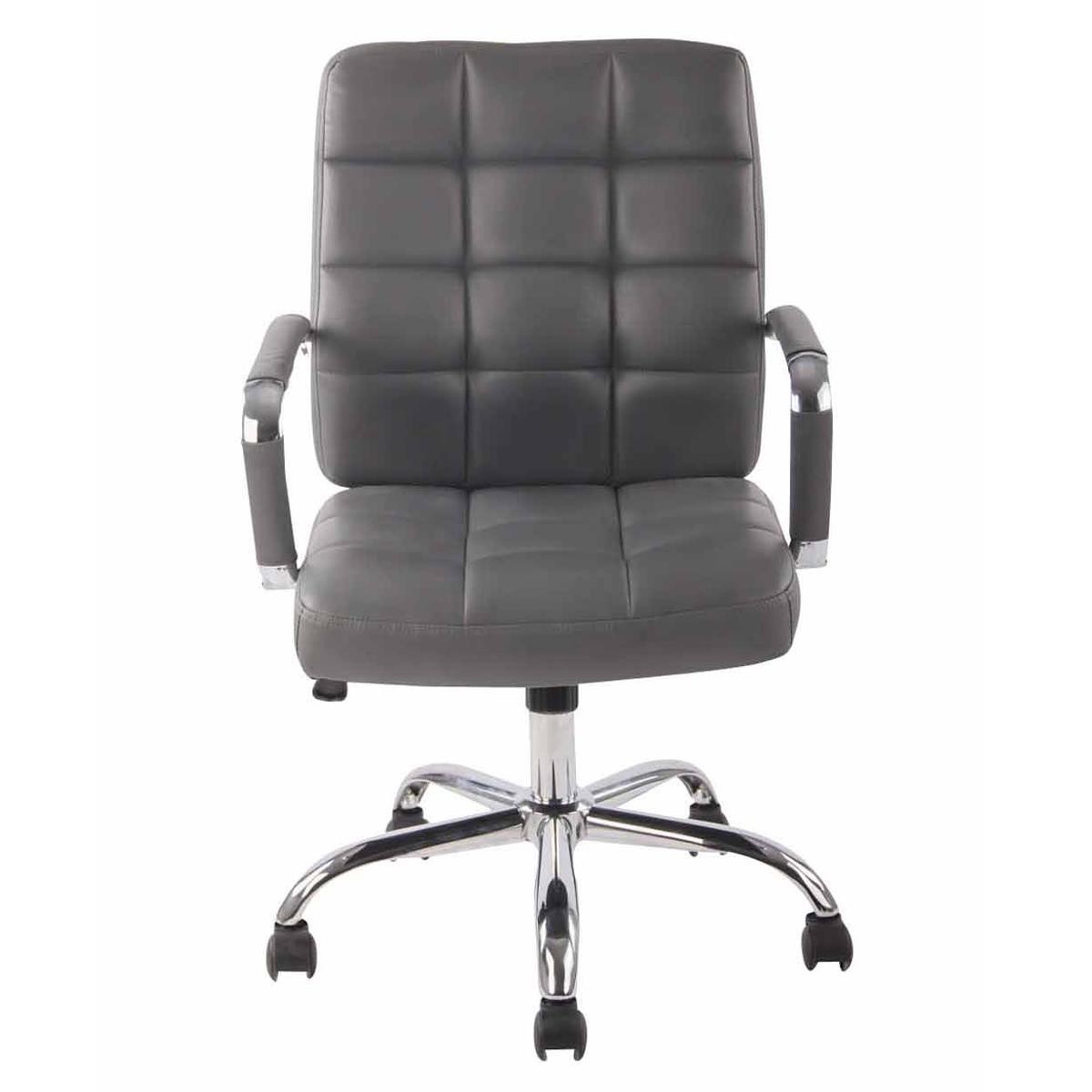 Silla de Oficina DELAN, Grueso Acolchado, Base Metálica, Tapizada en Piel color Negro