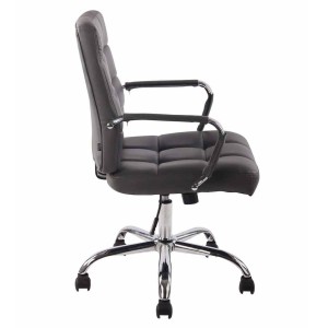 Silla de oficina DELAN, grueso acolchado, en piel color negro