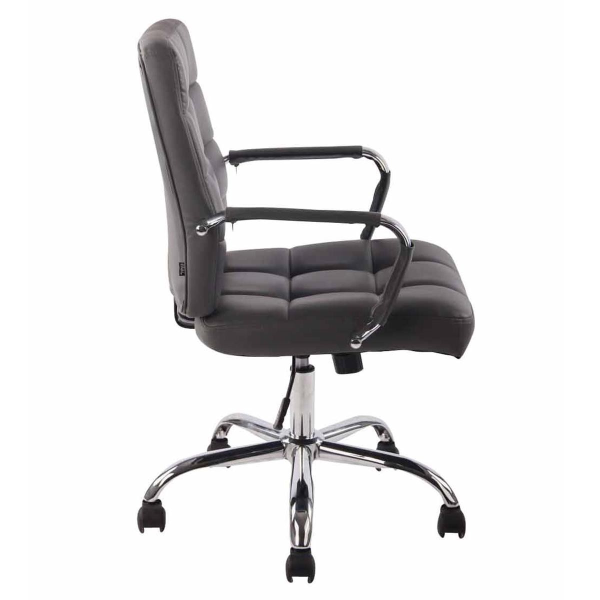 Silla de Oficina DELAN, Grueso Acolchado, Base Metálica, Tapizada en Piel color Negro