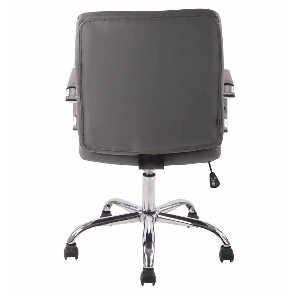 Silla de Oficina DELAN, Grueso Acolchado, Base Metálica, Tapizada en Piel color Negro