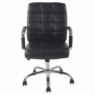 Silla de oficina DELAN, grueso acolchado, en piel color negro 2