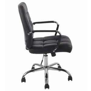 Silla de oficina DELAN, grueso acolchado, en piel color negro