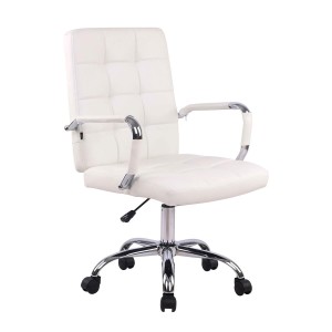 Silla de oficina DELAN, grueso acolchado, en piel color negro