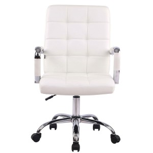 Silla de oficina DELAN, grueso acolchado, en piel color negro