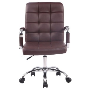 Silla de oficina DELAN, grueso acolchado, en piel color negro