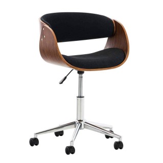 Silla de Oficina ANOUK, en madera nogal y tela negra