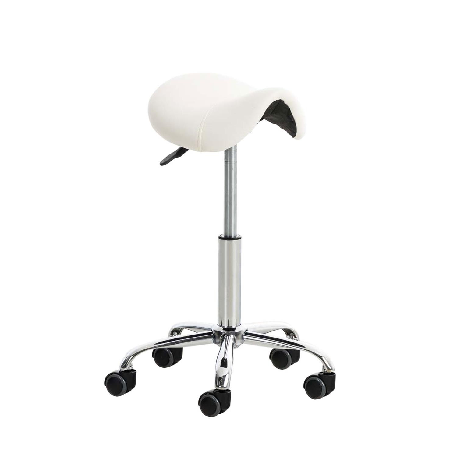 Taburete de Trabajo RESO, Forma Ergonómica, Gran Acolchado, Piel Negra