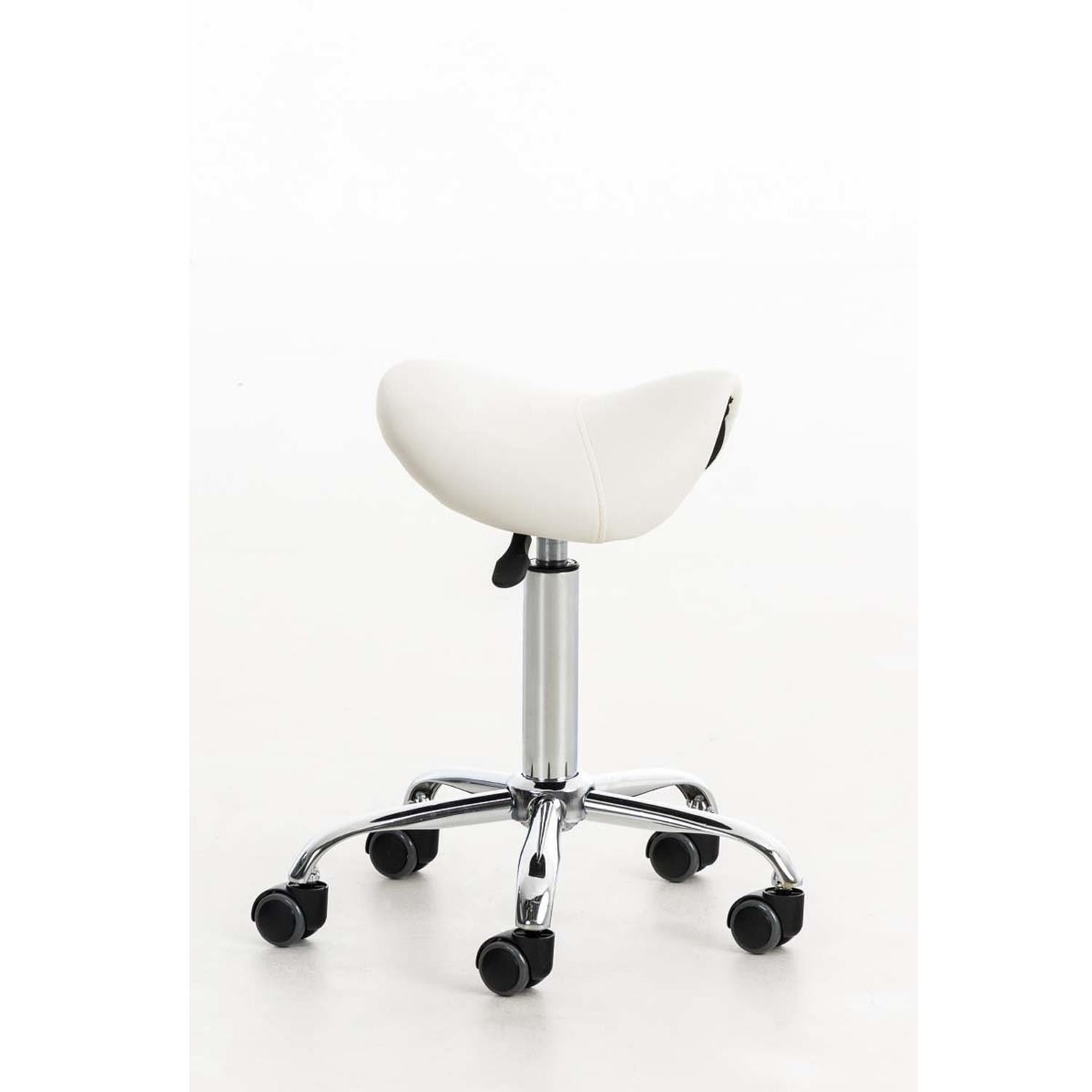 Taburete de Trabajo RESO, Forma Ergonómica, Gran Acolchado, Piel Negra