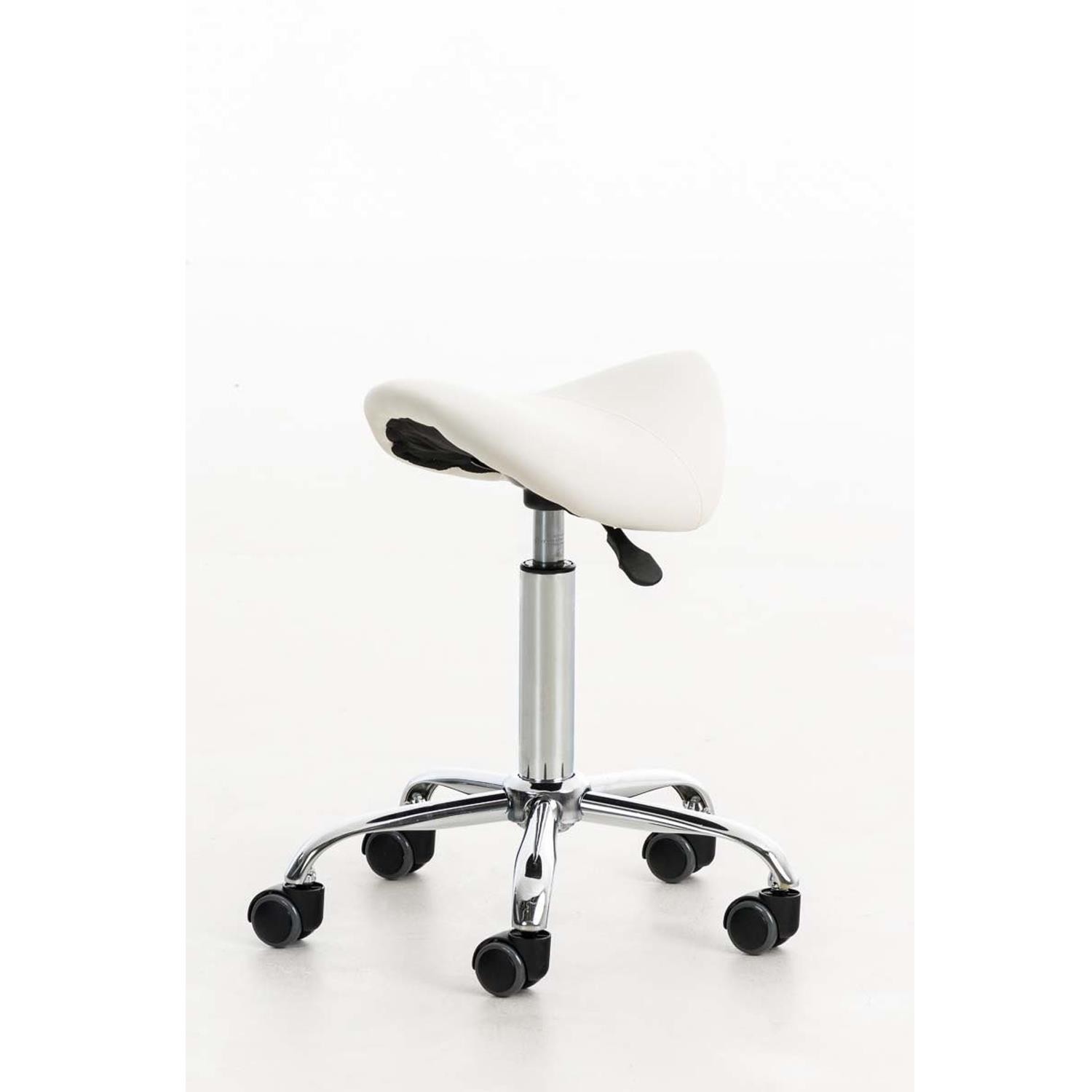Taburete de Trabajo RESO, Forma Ergonómica, Gran Acolchado, Piel Negra