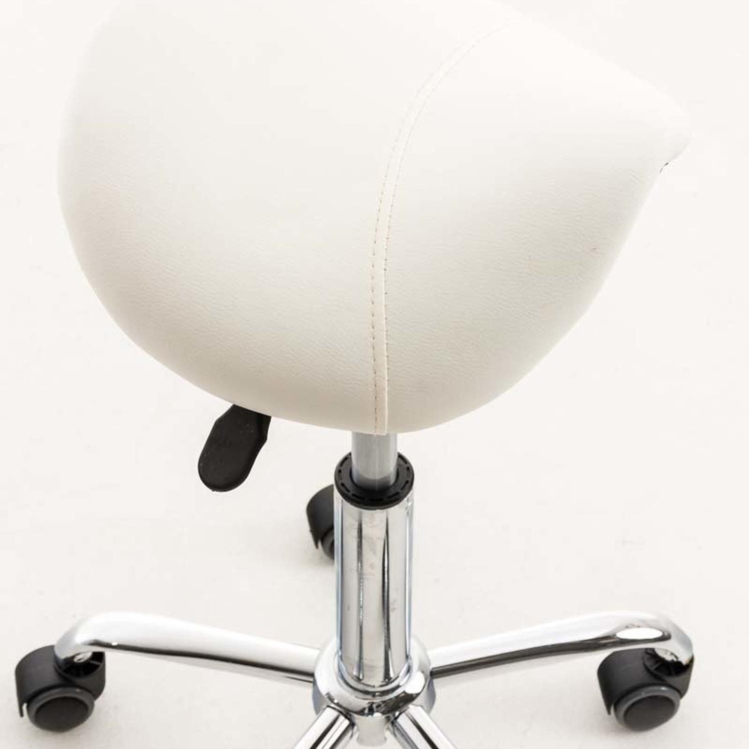 Taburete de Trabajo RESO, Forma Ergonómica, Gran Acolchado, Piel Negra