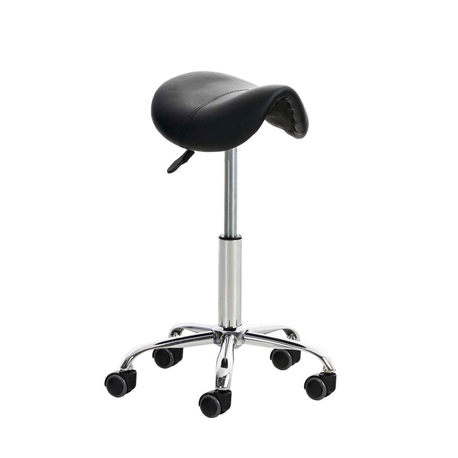 Taburete de Trabajo RESO, Forma Ergonómica, Gran Acolchado, Piel Negra