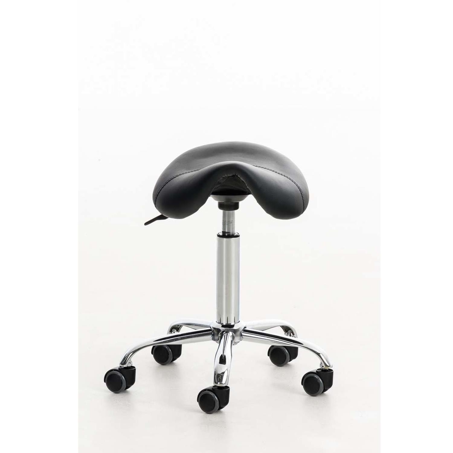 Taburete de Trabajo RESO, Forma Ergonómica, Gran Acolchado, Piel Negra