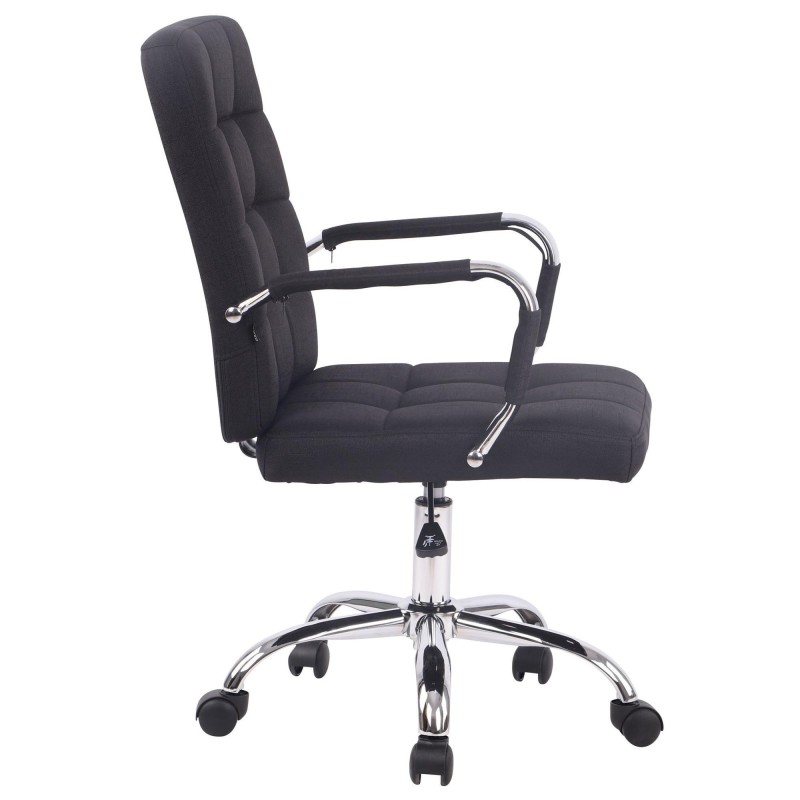 Silla de oficina DELAN TELA, grueso acolchado, en color negro