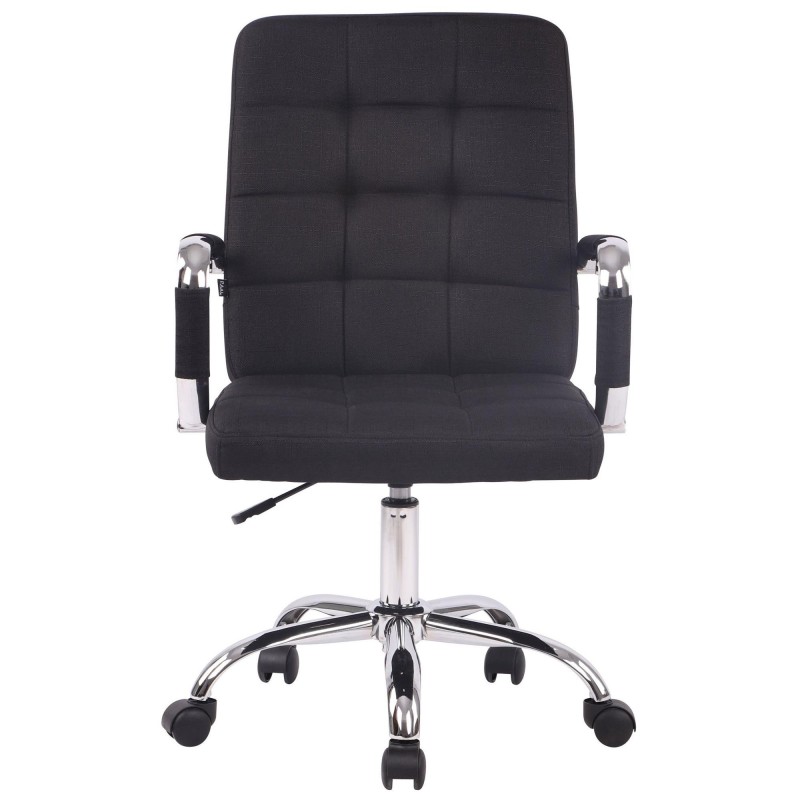 Silla de oficina DELAN TELA, grueso acolchado, en color negro