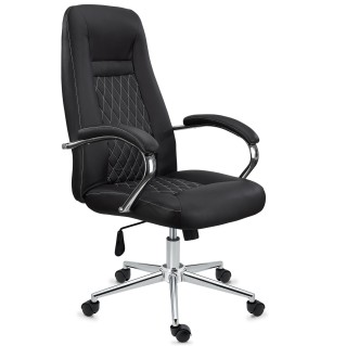 Sillón de despacho ESTAMBUL, en piel negra con costuras