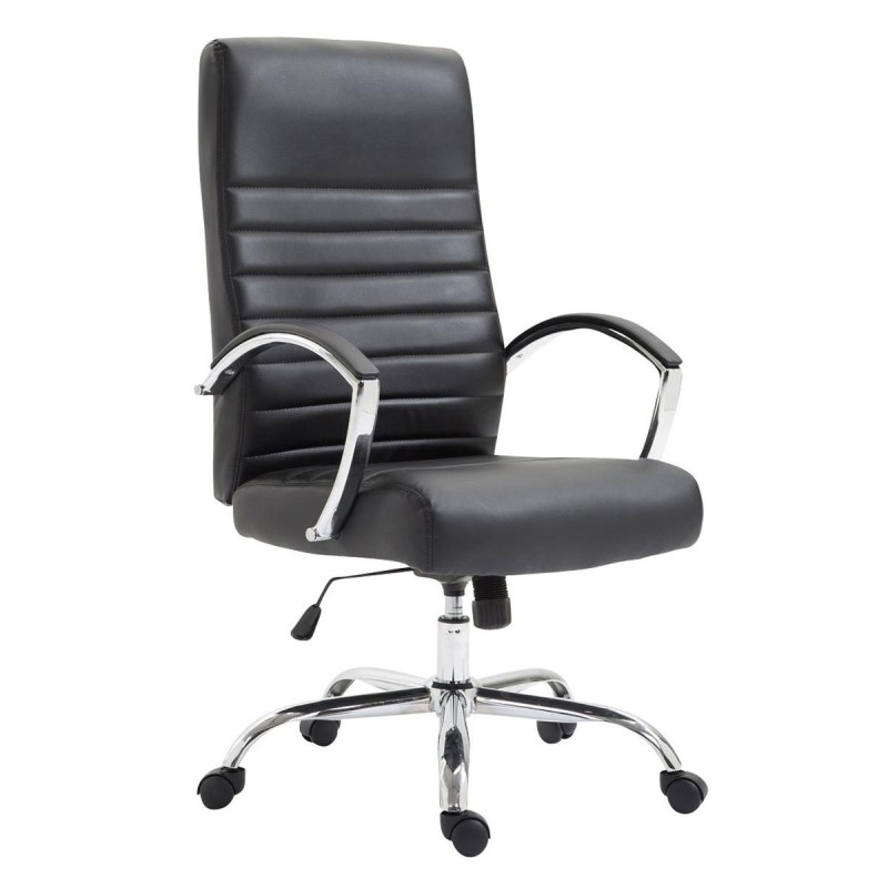 Silla de oficina VALANTY, grueso acolchado, en piel color negro
