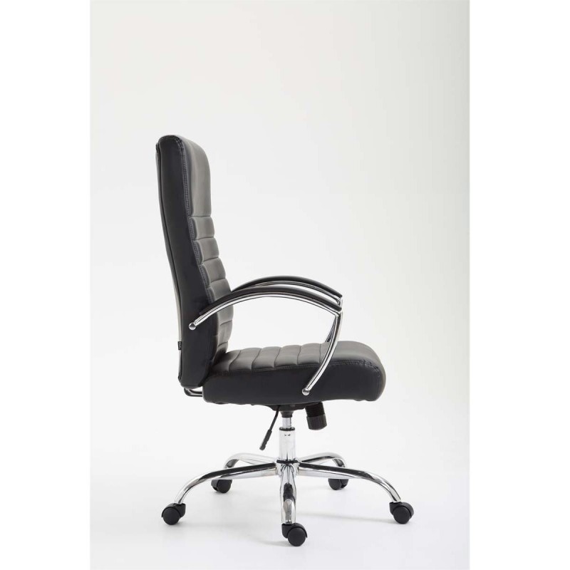 Silla de oficina VALANTY, grueso acolchado, en piel color negro