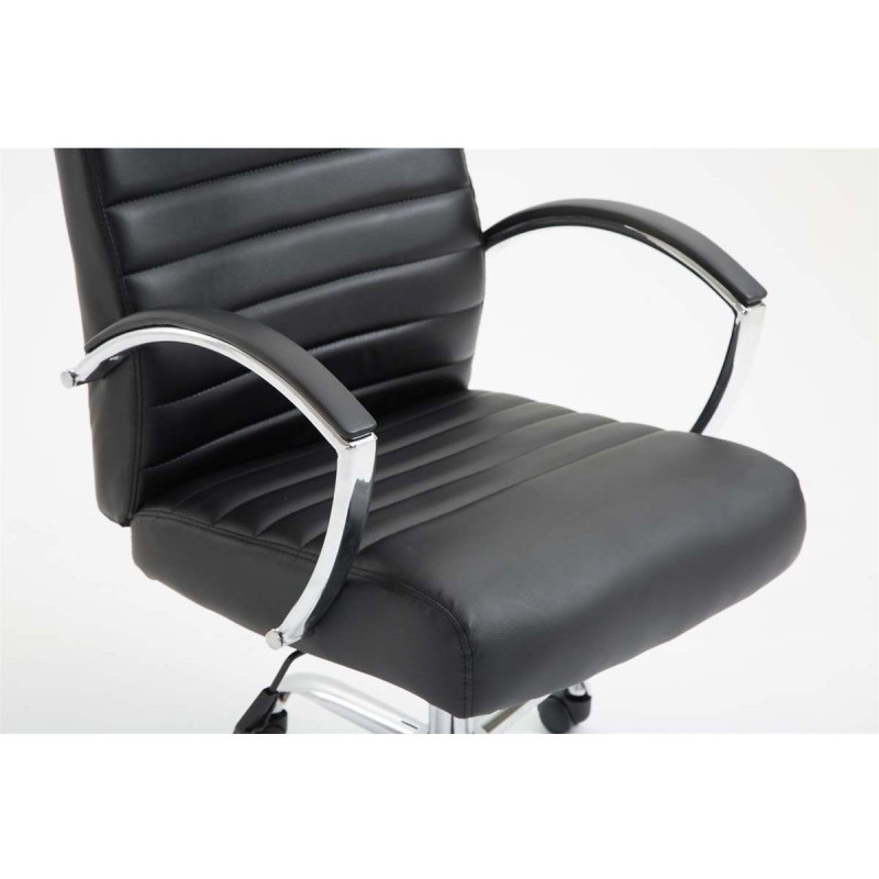 Silla de oficina VALANTY, grueso acolchado, en piel color negro