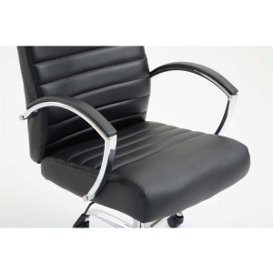 Silla de oficina VALANTY, grueso acolchado, en piel color negro