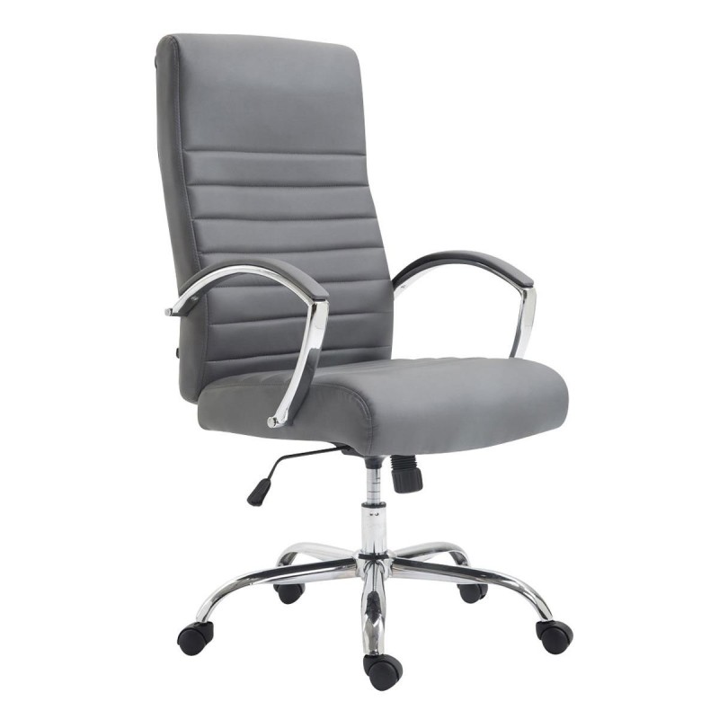 Silla de oficina VALANTY, grueso acolchado, en piel color negro