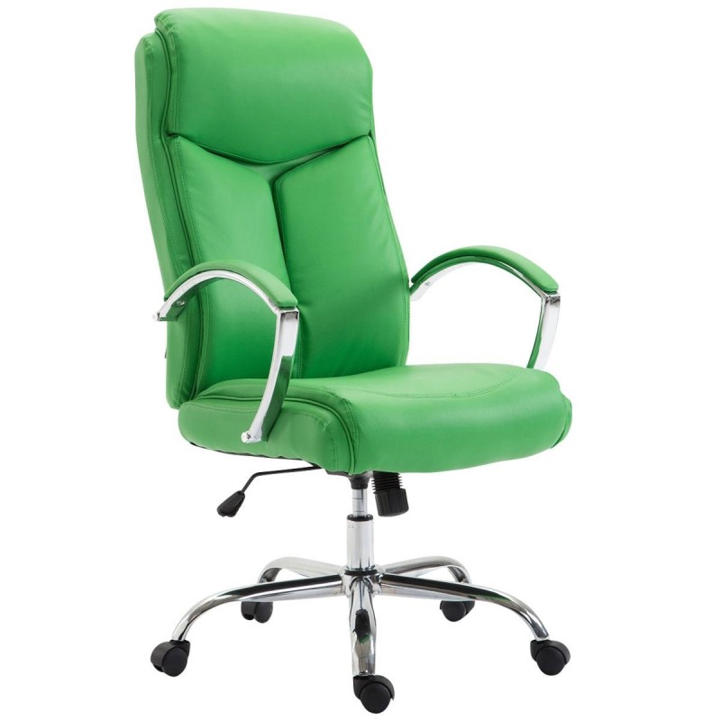 Silla de oficina BAUDY, grueso acolchado, en piel color negro