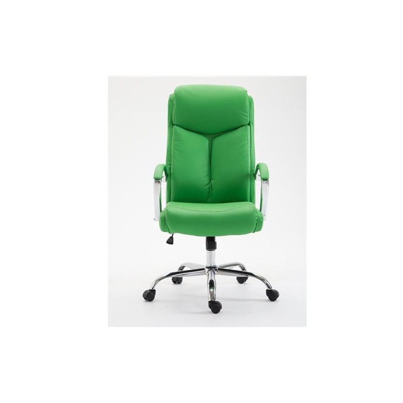 Silla de oficina BAUDY, grueso acolchado, en piel color negro
