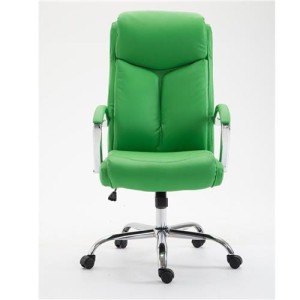 Silla de oficina BAUDY, grueso acolchado, en piel color negro