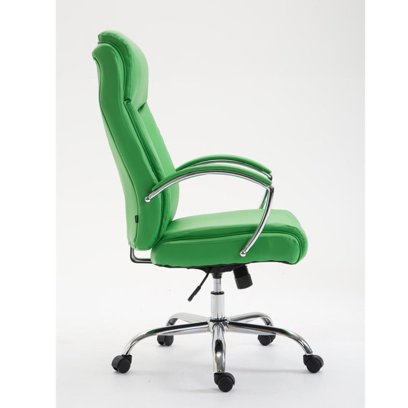Silla de oficina BAUDY, grueso acolchado, en piel color negro
