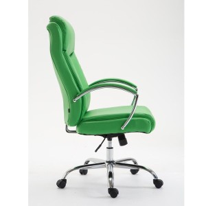 Silla de oficina BAUDY, grueso acolchado, en piel color negro