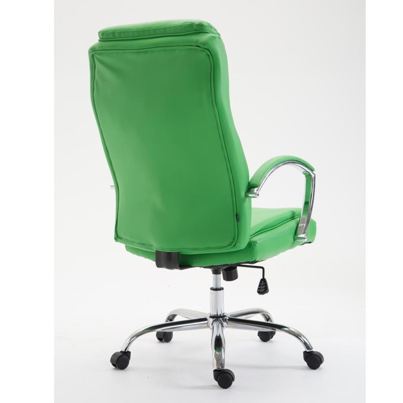 Silla de oficina BAUDY, grueso acolchado, en piel color negro