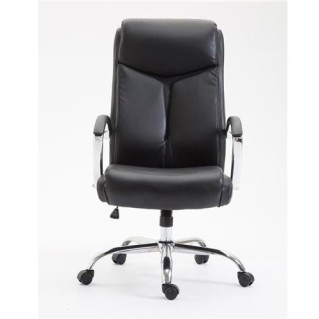 Silla de oficina BAUDY, grueso acolchado, en piel color negro 2