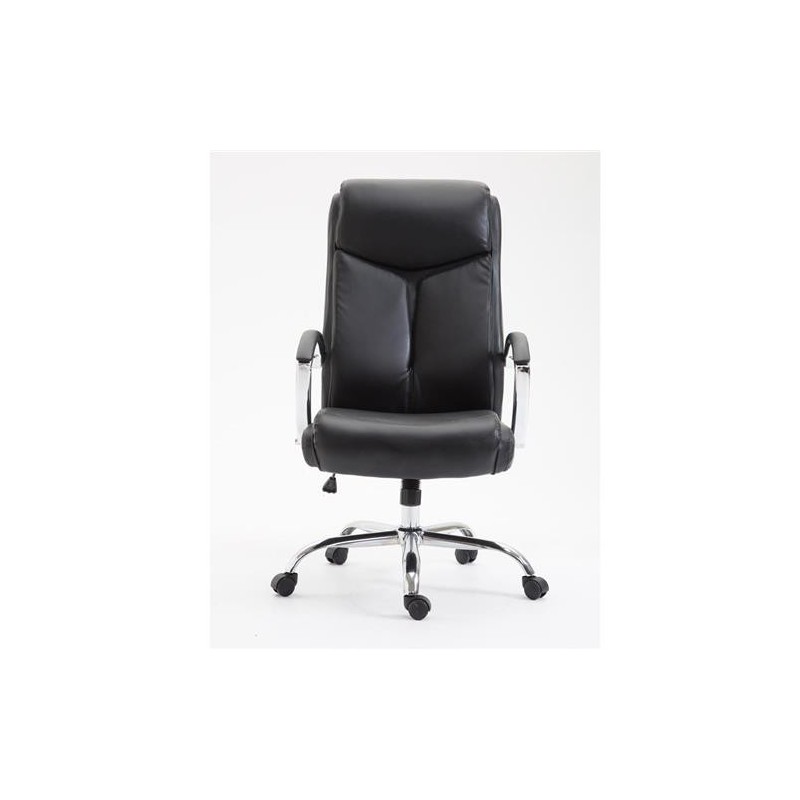 Silla de oficina BAUDY, grueso acolchado, en piel color negro