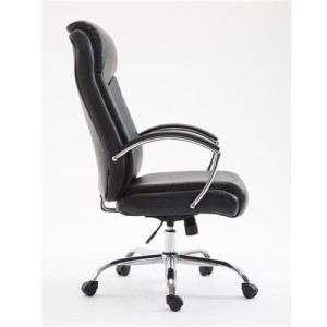 Silla de oficina BAUDY, grueso acolchado, en piel color negro