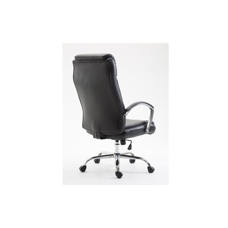 Silla de oficina BAUDY, grueso acolchado, en piel color negro