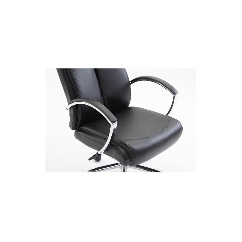 Silla de oficina BAUDY, grueso acolchado, en piel color negro