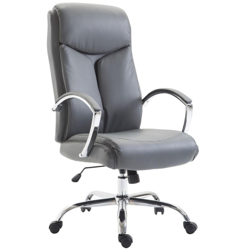 Silla de oficina BAUDY, grueso acolchado, en piel color negro