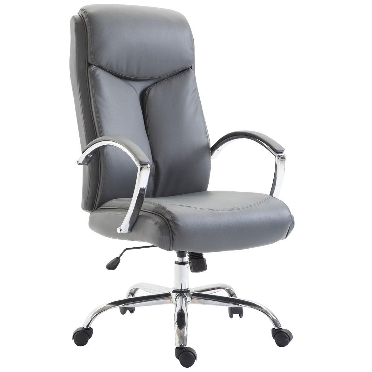 Silla de Oficina BAUDY, Grueso Acolchado, Base Metálica, Tapizada en Piel color Negro