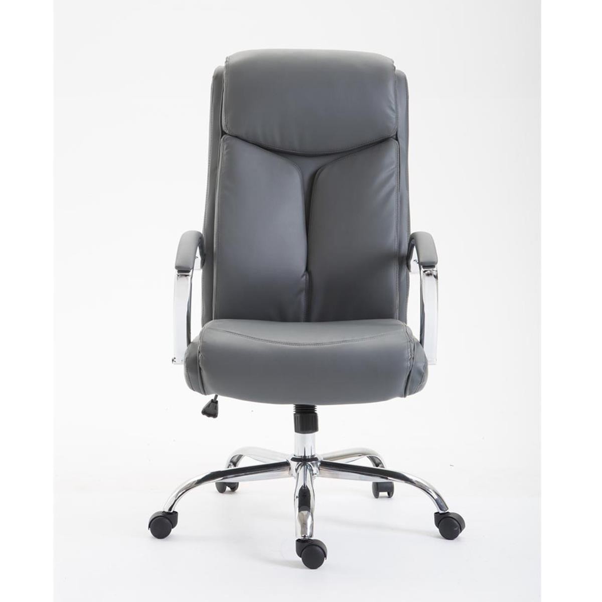 Silla de Oficina BAUDY, Grueso Acolchado, Base Metálica, Tapizada en Piel color Negro