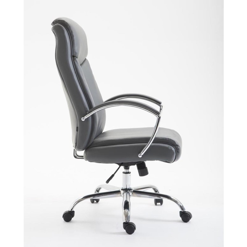 Silla de oficina BAUDY, grueso acolchado, en piel color negro