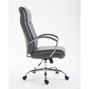 Silla de oficina BAUDY, grueso acolchado, en piel color negro