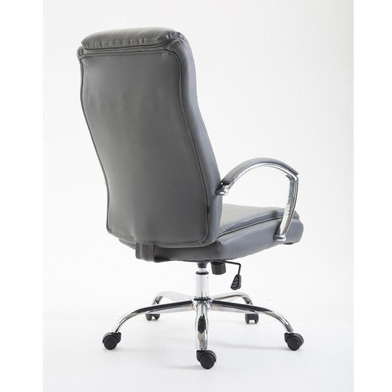 Silla de oficina BAUDY, grueso acolchado, en piel color negro