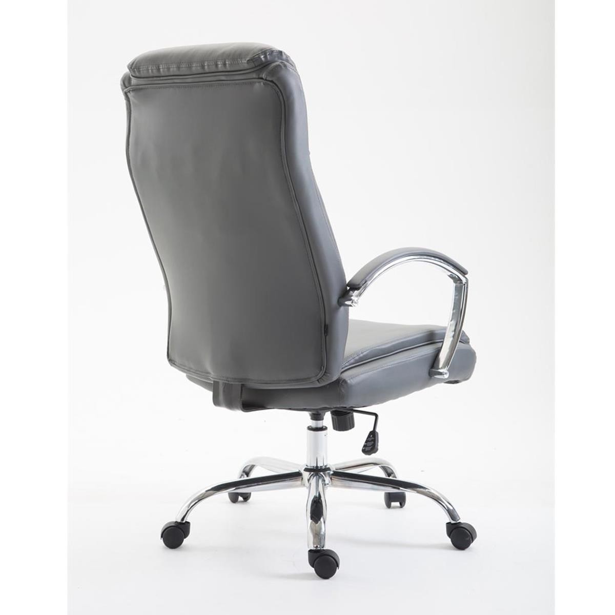 Silla de Oficina BAUDY, Grueso Acolchado, Base Metálica, Tapizada en Piel color Negro