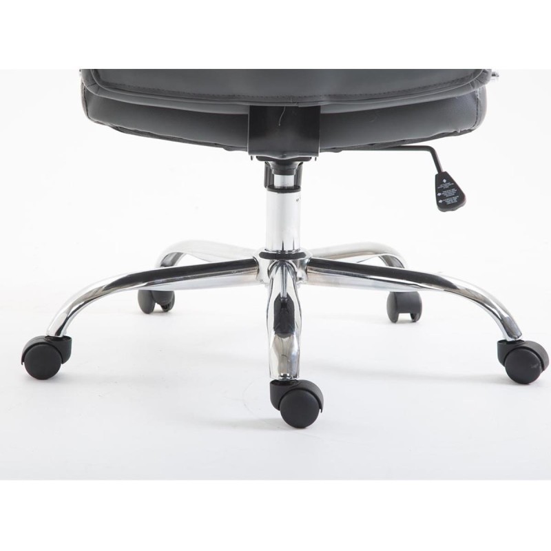 Silla de oficina BAUDY, grueso acolchado, en piel color negro