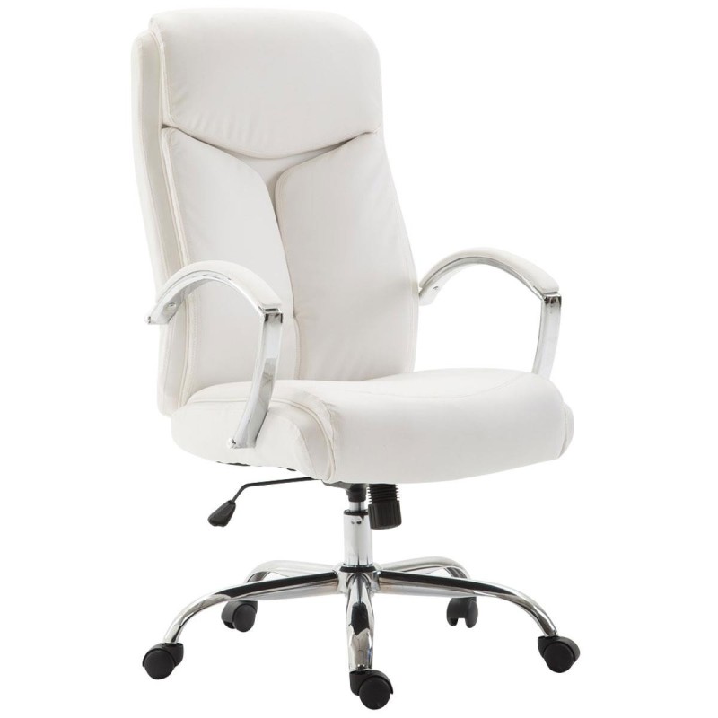 Silla de oficina BAUDY, grueso acolchado, en piel color negro