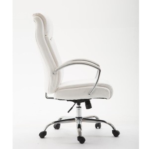 Silla de oficina BAUDY, grueso acolchado, en piel color negro