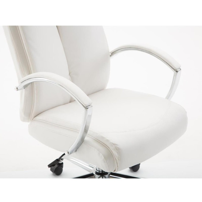 Silla de oficina BAUDY, grueso acolchado, en piel color negro