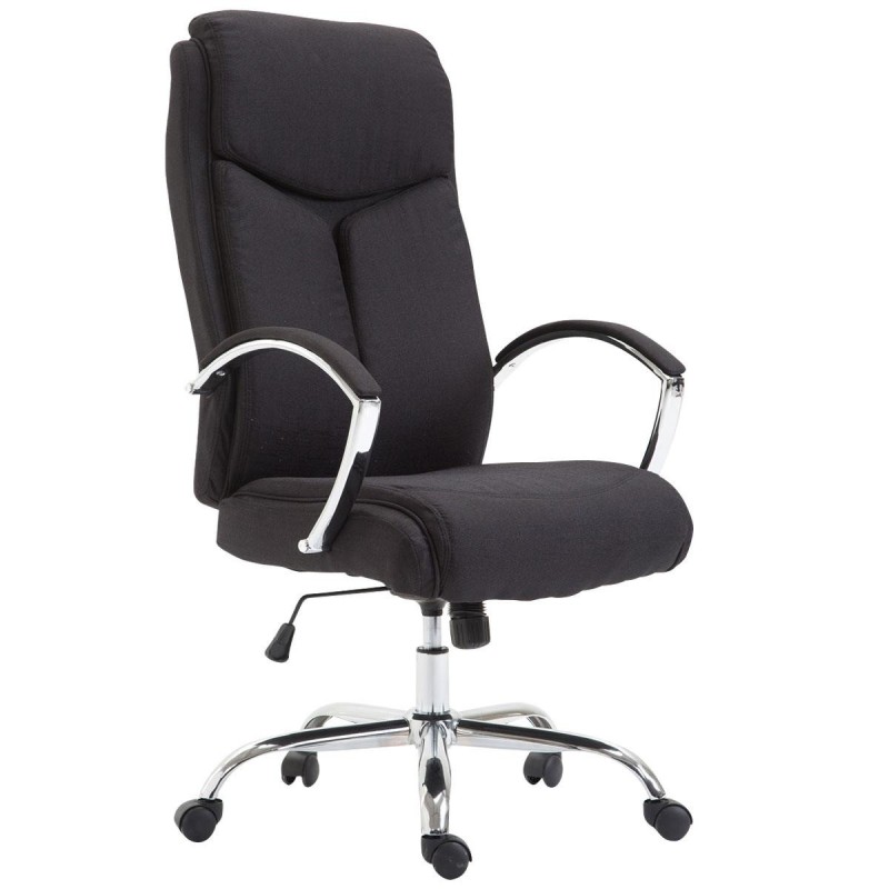 Silla de oficina BAUDY TELA, grueso acolchado, en color negro