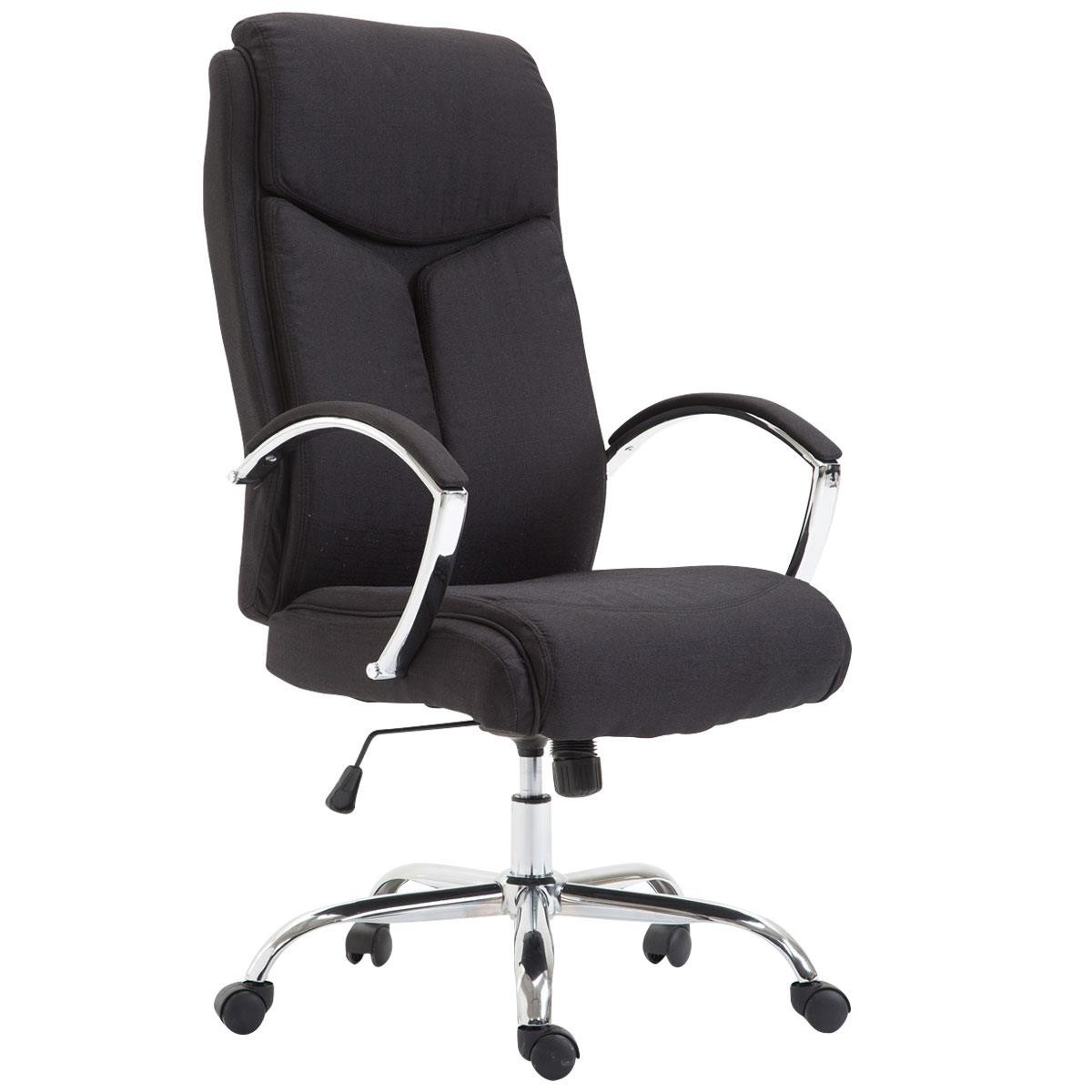 Silla de Oficina BAUDY TELA, Grueso Acolchado, Base Metálica, Tapizada en color Negro